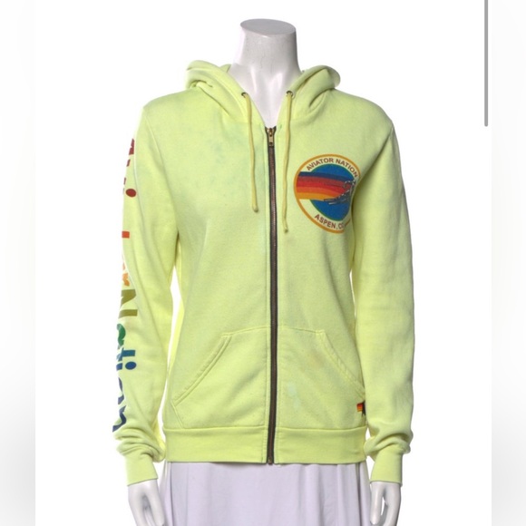 Aviator Nation Tops - Aviator Nation yellow full zip classic rainbow  logo hoodie unisex flawed Small